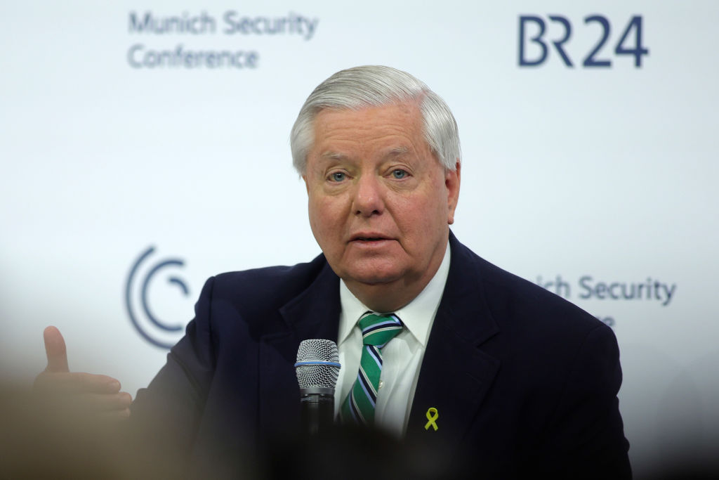 MUNICH, GERMANY - FEBRUARY 15: U.S. senator Lindsey Graham participates in a panel at the 61st Munich Security Conference on February 15, 2025 in Munich, Germany. International defence and security leaders from around the world are gathering for the February 14-16 conference. (Photo by Johannes Simon/Getty Images)