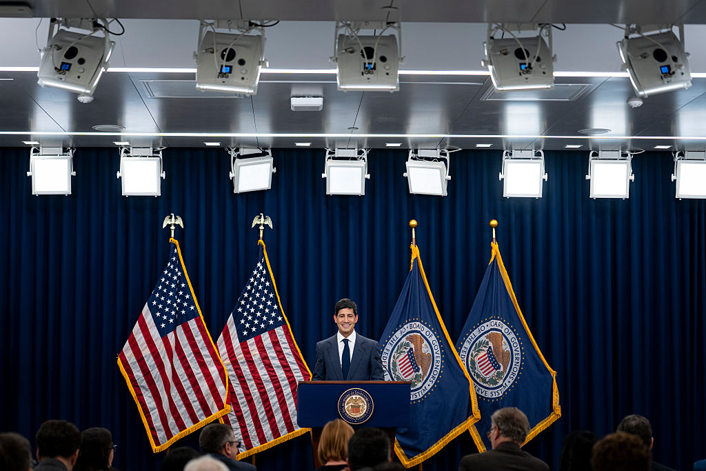 WASHINGTON, DC - JUNE 17: Kevin Warsh, chairman of the US Federal Reserve, speaks during a press conference following a Federal Open Market Committee (FOMC) meeting on June 17, 2026 in Washington, DC. This was Warsh's first press conference after being nominated by U.S. President Donald Trump and confirmed by the Senate in May 2026. Warsh will serve a four year term, and replaces former chair Jerome Powell. (Photo by Al Drago/Getty Images)