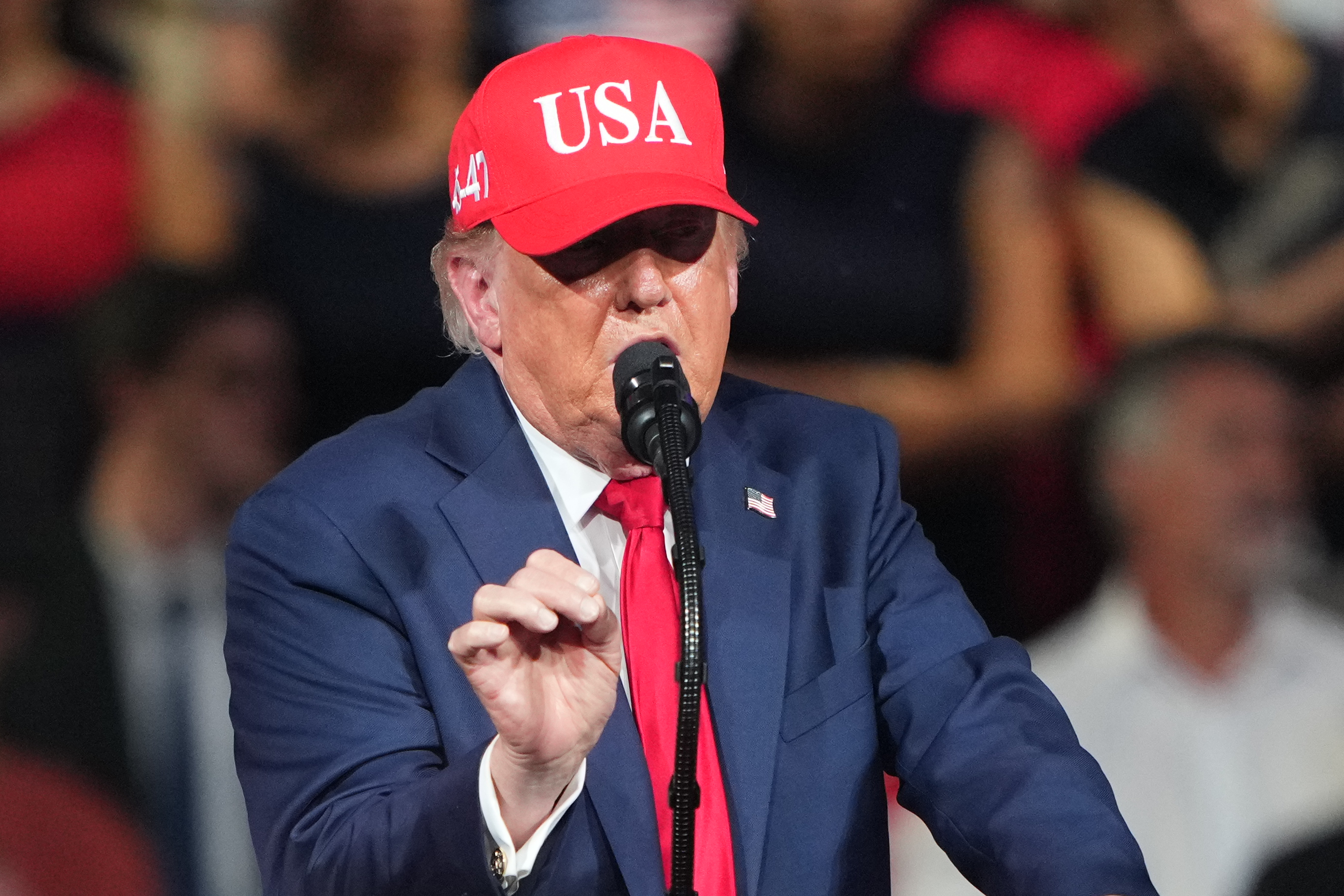 President Donald Trump speaks during a campaign rally at the Gastonia Municipal Airport, Wednesday, Sept. 16, 2026, in Gastonia, N.C. (AP Photo/Matt Kelley)