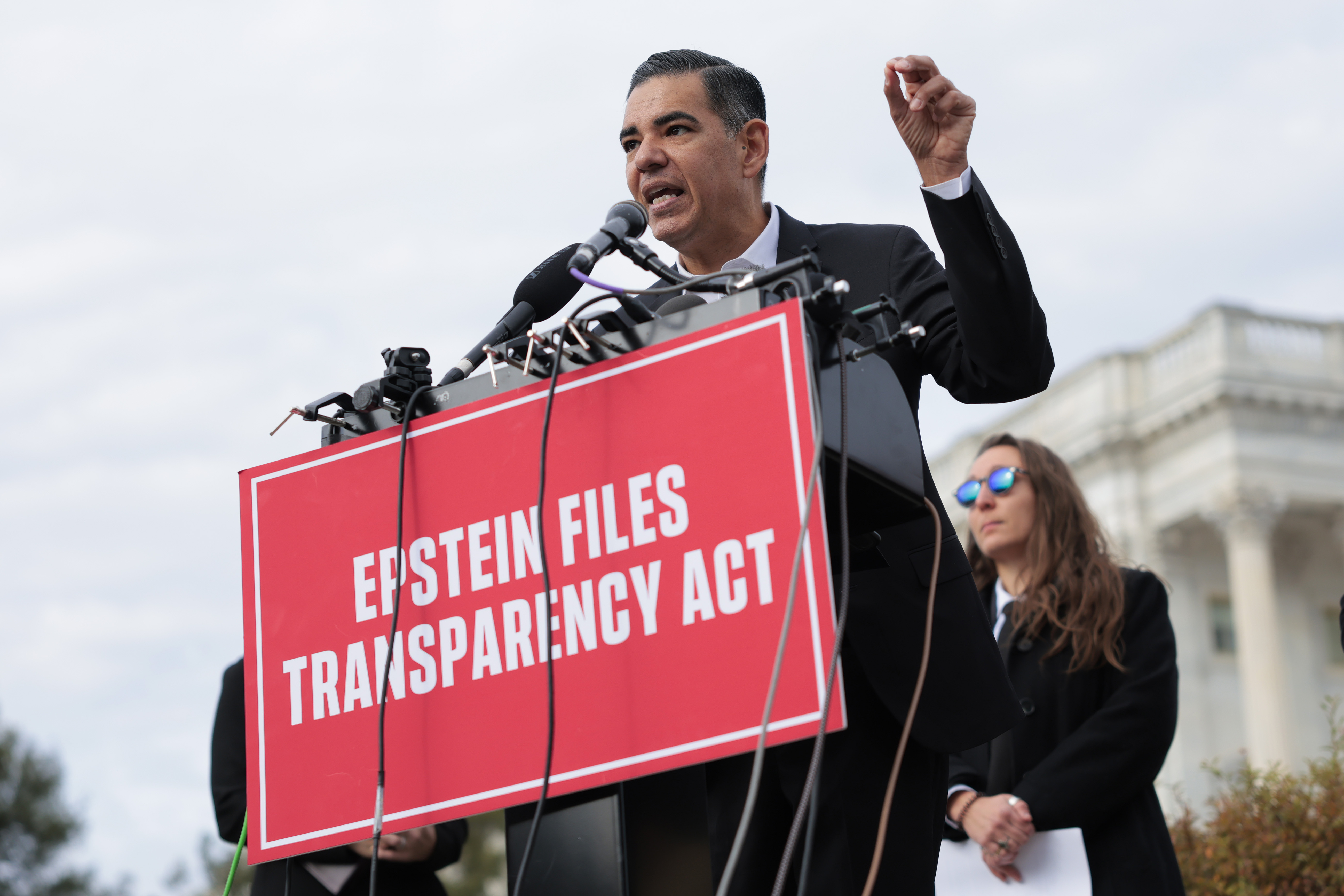 WASHINGTON, DC - NOVEMBER 18: U.S. Rep. Robert Garcia (D-CA) speaks during a news conference on the