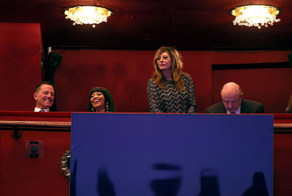 WASHINGTON, DC - JANUARY 29: (L-R) Special Presidential Envoy for Special Missions of the United States Richard Grenell, rapper Nicki Minaj, Maria Bartiromo, and Phil McGraw attend a screening of the documentary film “Melania” at The Trump Kennedy Center on January 29, 2026 in Washington, DC. “Melania” was directed by Brett Ratner, and Amazon paid $40 million to license the film, which follows the First Lady’s return to the White House. (Photo by Samuel Corum/Getty Images)