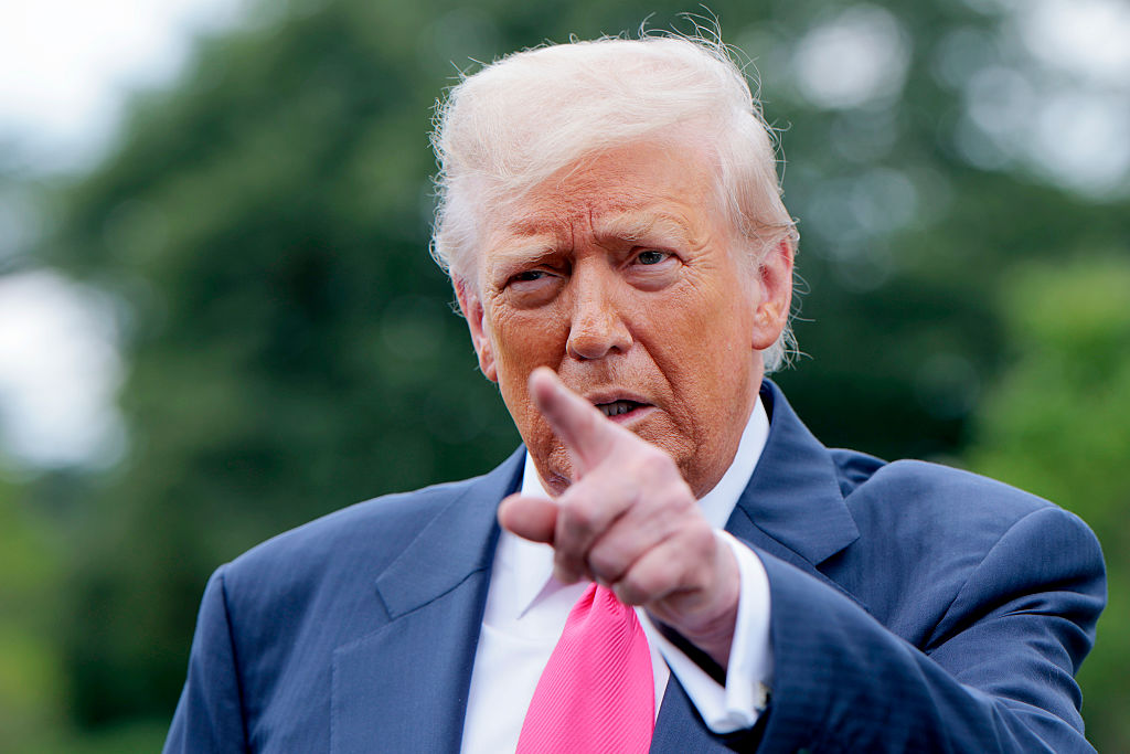 WASHINGTON, DC - JULY 15: U.S. President Donald Trump speaks to the media as he departs the White House on July 15, 2025 in Washington, DC. Trump is traveling to Pittsburgh, Pennsylvania, to speak at an artificial intelligence and energy summit.  (Photo by Anna Moneymaker/Getty Images)