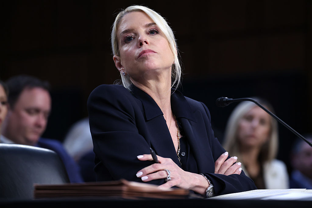 WASHINGTON, DC - OCTOBER 07: U.S. Attorney General Pam Bondi testifies before the Senate Judiciary Committee in the Hart Senate Office Building on Capitol Hill on October 07, 2025 in Washington, DC. Bondi is expected to face criticism from Democrats on the Justice Department’s targeting of President Trump’s political opponents, including the recent indictment of former FBI Director James Comey.  (Photo by Win McNamee/Getty Images)