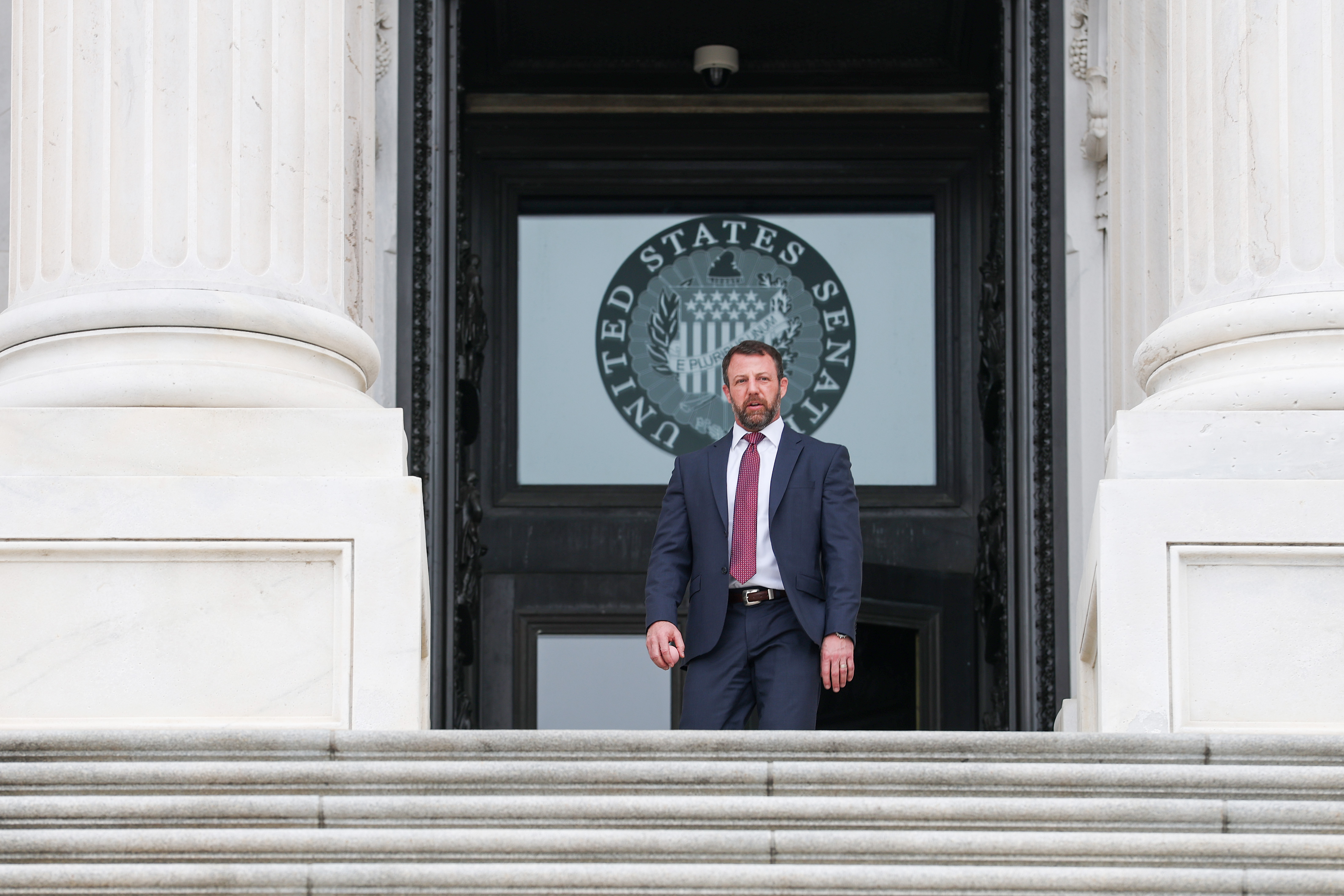 WASHINGTON, DC - MARCH 05: U.S. Sen. Markwayne Mullin (R-OK) departs from the U.S. Capitol Building after voting on March 05, 2026 in Washington, DC. Earlier today U.S. President Donald Trump announced on Truth Social his intention to nominate Mullin to replace U.S. Secretary of Homeland Security Kristi Noem. (Photo by Anna Moneymaker/Getty Images)