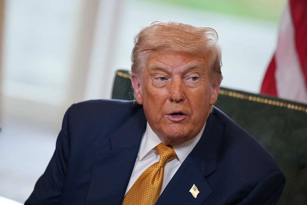 TURNBERRY, SCOTLAND - JULY 27: U.S. President Donald Trump announces a trade deal with the EU after a meeting with President of the European Commission Ursula von der Leyen at Trump Turnberry golf club on July 27, 2025 in Turnberry, Scotland. U.S. President Donald Trump is visiting his Trump Turnberry golf course, as well as Trump International Golf Links in Aberdeenshire, during a brief visit to Scotland from July 25 to 29. (Photo by Andrew Harnik/Getty Images)