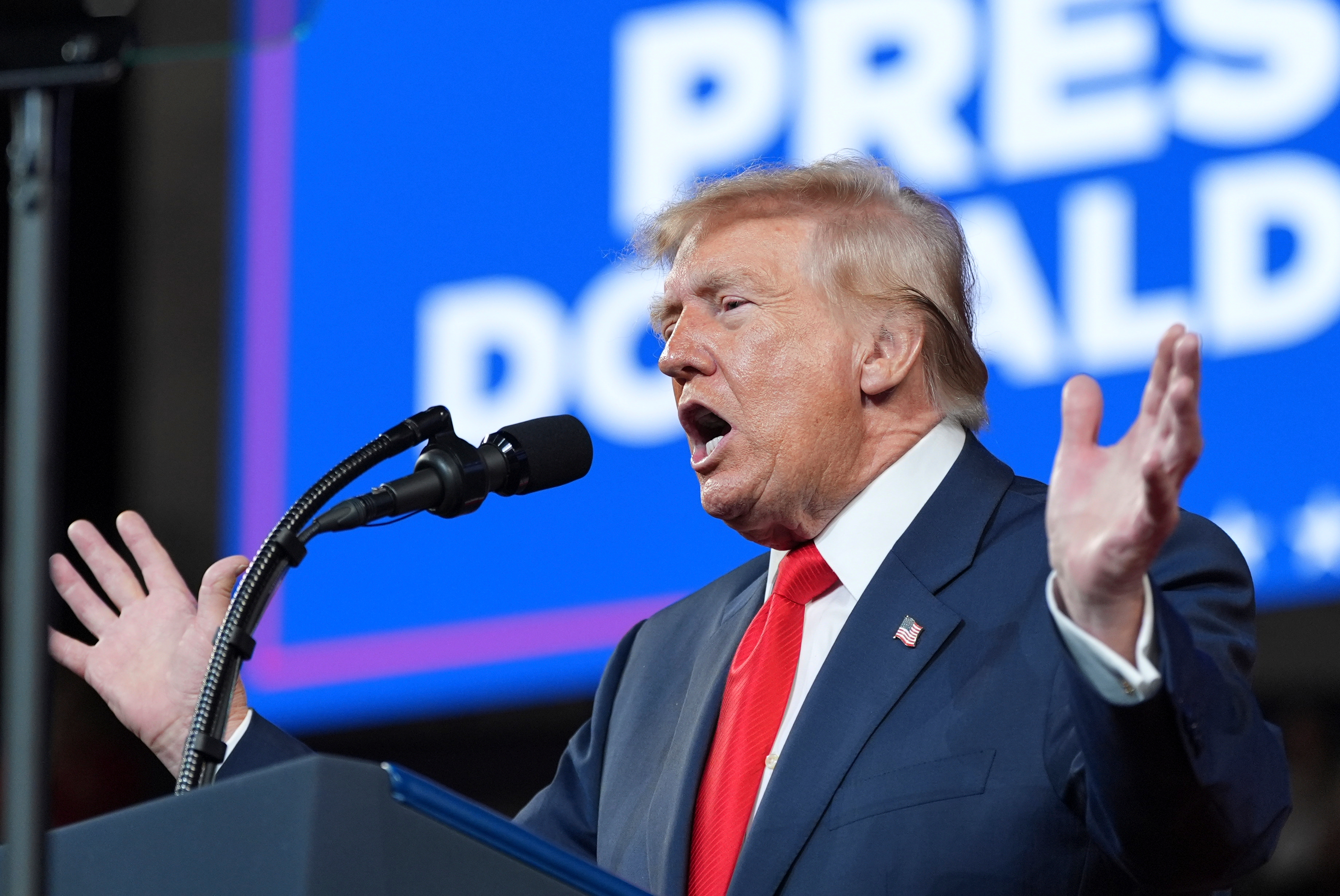 President Donald Trump speaks at a campaign rally at F&M Bank Arena, Saturday, Oct. 10, 2026, in Clarksville, Tenn. (AP Photo/Alex Brandon)