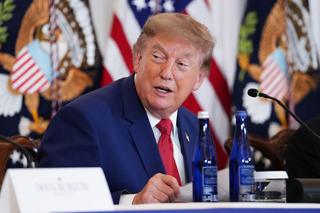 WASHINGTON, DC - AUGUST 07: U.S. President Donald Trump speaks during a roundtable on the American mining industry at the U.S. Department of State on August 07, 2026 in Washington, DC. Trump attended the event as his administration aims to secure additional supplies of critical minerals in an effort to replenish weapons stockpiles&nbsp;that have been depleted during the U.S. conflict with Iran.  (Photo by Eric Lee/Getty Images)