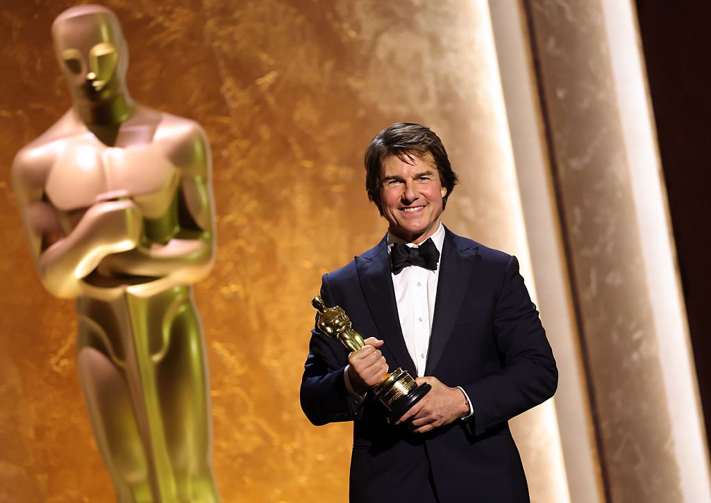 HOLLYWOOD, CALIFORNIA - NOVEMBER 16: Honoree Tom Cruise poses onstage during the 16th Governors Awards at The Ray Dolby Ballroom on November 16, 2025 in Hollywood, California. (Photo by Kevin Winter/Getty Images)