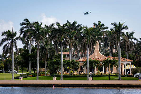 PALM BEACH, FLORIDA - NOVEMBER 8: Palm Beach County Police helicopter patrol near Mar-a-Lago, the residence of US president-elect Donald Trump on November 8, 2024 in Palm Beach, Florida. President-elect Donald J. Trump and Republicans are awaiting the results of key House races that will determine control of Congress. Ongoing ballot counting in California and Arizona has left the House majority undecided, with several races still too close to call. Gaining a majority would give Trump and the GOP more momentum to pursue their agenda. (Photo by Eva Marie Uzcategui/Getty Images)