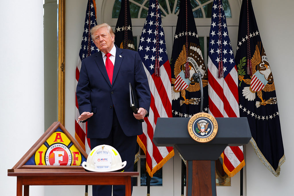 WASHINGTON, DC - OCTOBER 15: U.S. President Donald Trump arrives to speak during a luncheon in the Rose Garden of the White House on October 15, 2026 in Washington, DC. President Trump held the luncheon to honor first responders from across the country. (Photo by Kevin Dietsch/Getty Images)