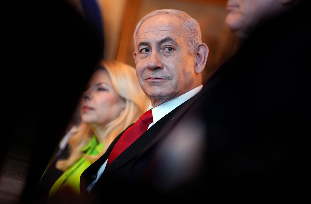 WASHINGTON, DC - JULY 07: Israeli Prime Minister Benjamin Netanyahu speaks during a dinner with U.S. President Donald Trump in the Blue Room of the White House on July 7, 2025, in Washington, DC. Trump is hosting Netanyahu to discuss a potential ceasefire agreement to end the fighting in Gaza. (Photo by Andrew Harnik/Getty Images)
