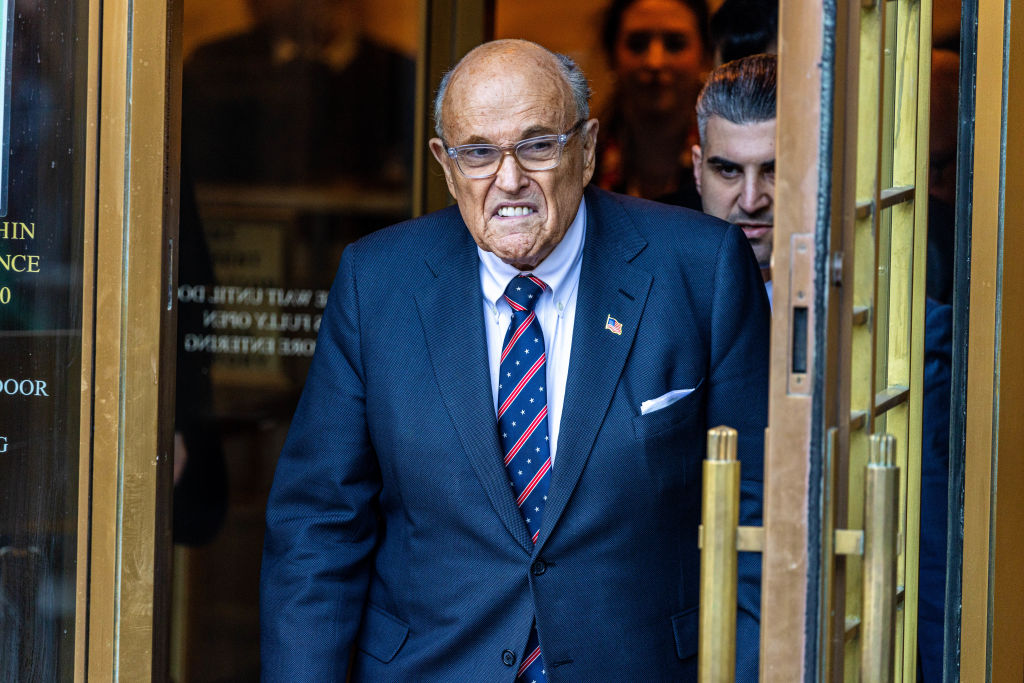 NEW YORK, NEW YORK - NOVEMBER 7: Former New York mayor Rudy Giuliani leaves the New York Federal Courthouse on November 7, 2024 in New York City. Giuliani appeared in a New York City courtroom after missing the deadline to turn over assets as part of $148m defamation judgement. (Photo by Alex Kent/Getty Images)