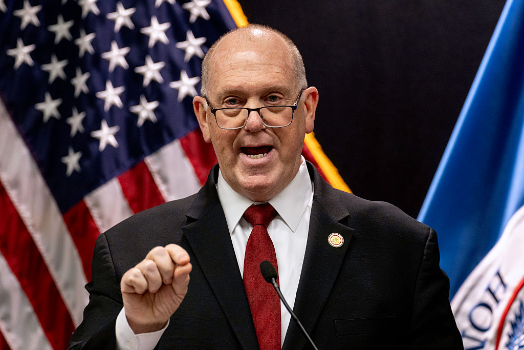 MINNEAPOLIS, MINNESOTA - FEBRUARY 04: Tom Homan, White House Border Czar speaks at a press conference at the Bishop Henry Whipple Federal Building in Minneapolis, Minnesota, on February 4, 2026. Homan announced that 700 immigration enforcement personnel would be withdrawn from Minnesota, following weeks of operations and the fatal shooting of two protesters. Homan said the withdrawal would take effect immediately. (Photo by John Moore/Getty Images)