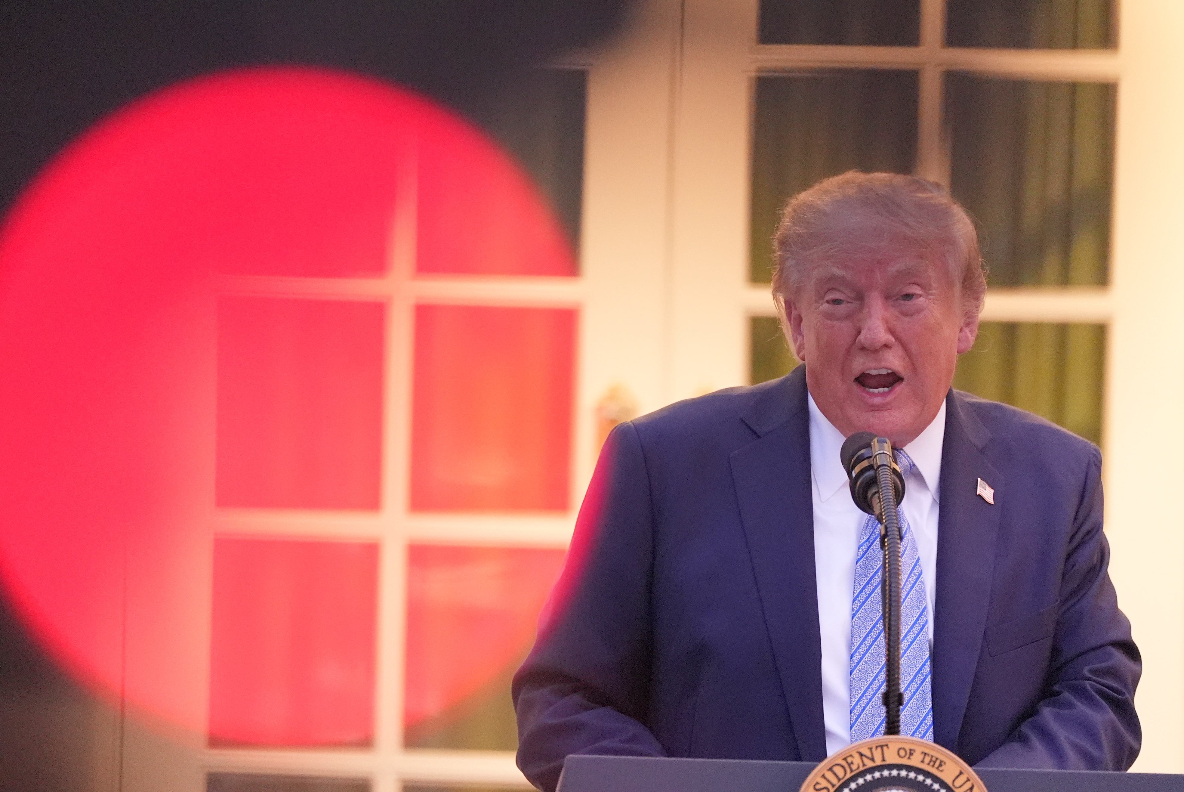 President Donald Trump speaks during a dinner in the Rose Garden of the White House, Thursday, Sept. 17, 2026, in Washington. (AP Photo/Alex Brandon)