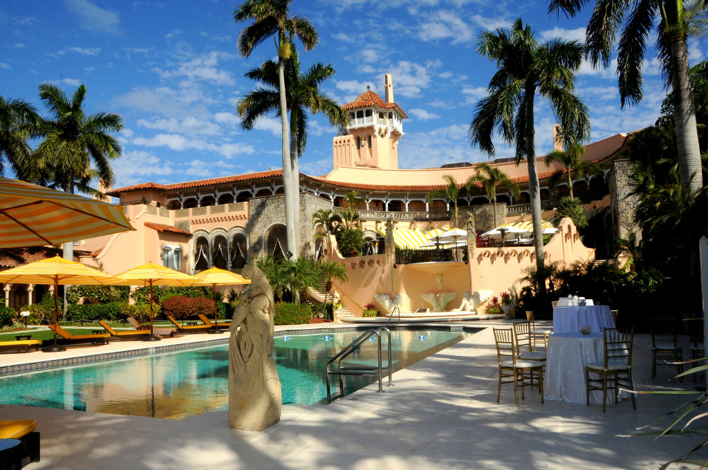 View (looking east) towards the pool and spa of the Mar-a-Lago estate, Palm Beach, Florida, February 13, 2017. (Photo by Davidoff Studios/Getty Images)