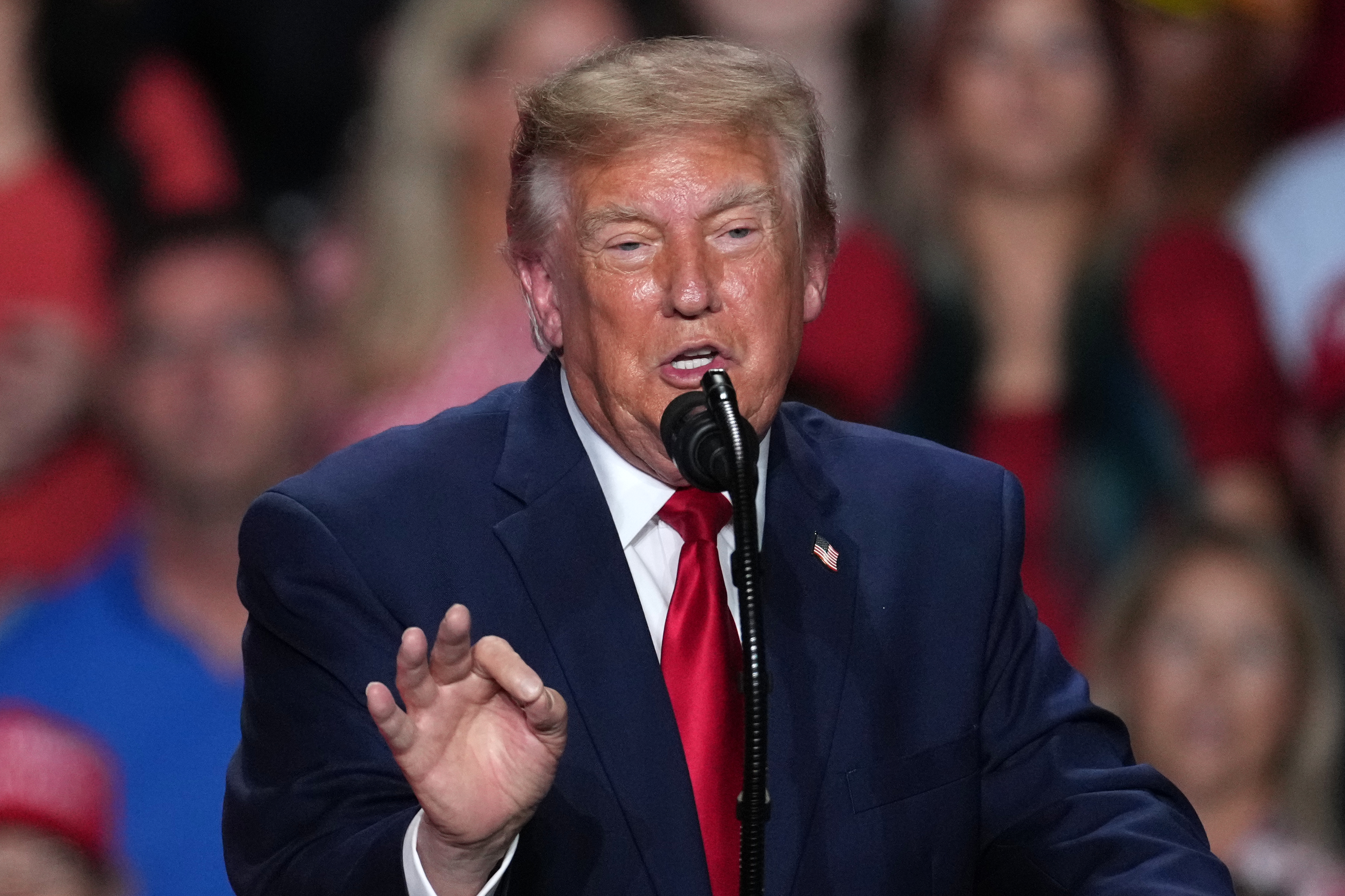 President Donald Trump speaks at a campaign rally at the Freeman Coliseum in San Antonio, Wednesday, Oct. 7, 2026. (AP Photo/Eric Gay)