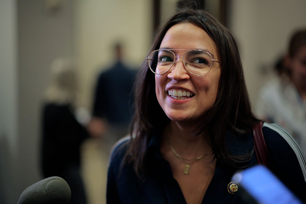WASHINGTON, DC - SEPTEMBER 29:  U.S. Rep. Alexandria Ocasio-Cortez (D-NY) leaves a House Democratic caucus meeting at the Capitol on September 29, 2025 in Washington, DC.  Republicans and Democrats as well as the White House are working to stave off a federal government shutdown before the September 30 deadline. (Photo by Chip Somodevilla/Getty Images)