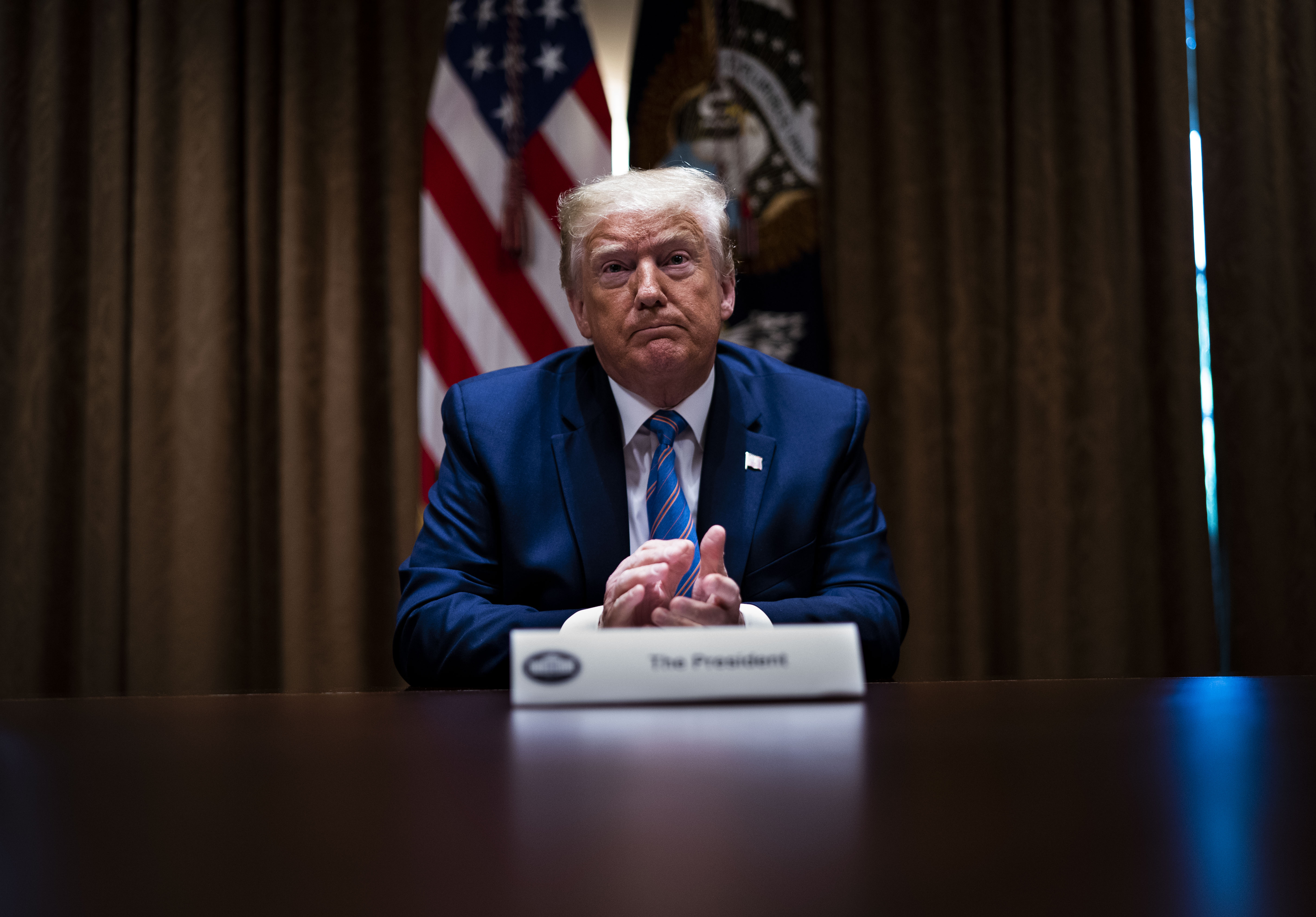 NYTUNREST -President Donald Trump makes remarks as he participates in a roundtable about Seniors Citizens in the Cabinet Room of the White House, Monday, June, 15, 2020. ( Photo by Doug Mills/The New York Times)