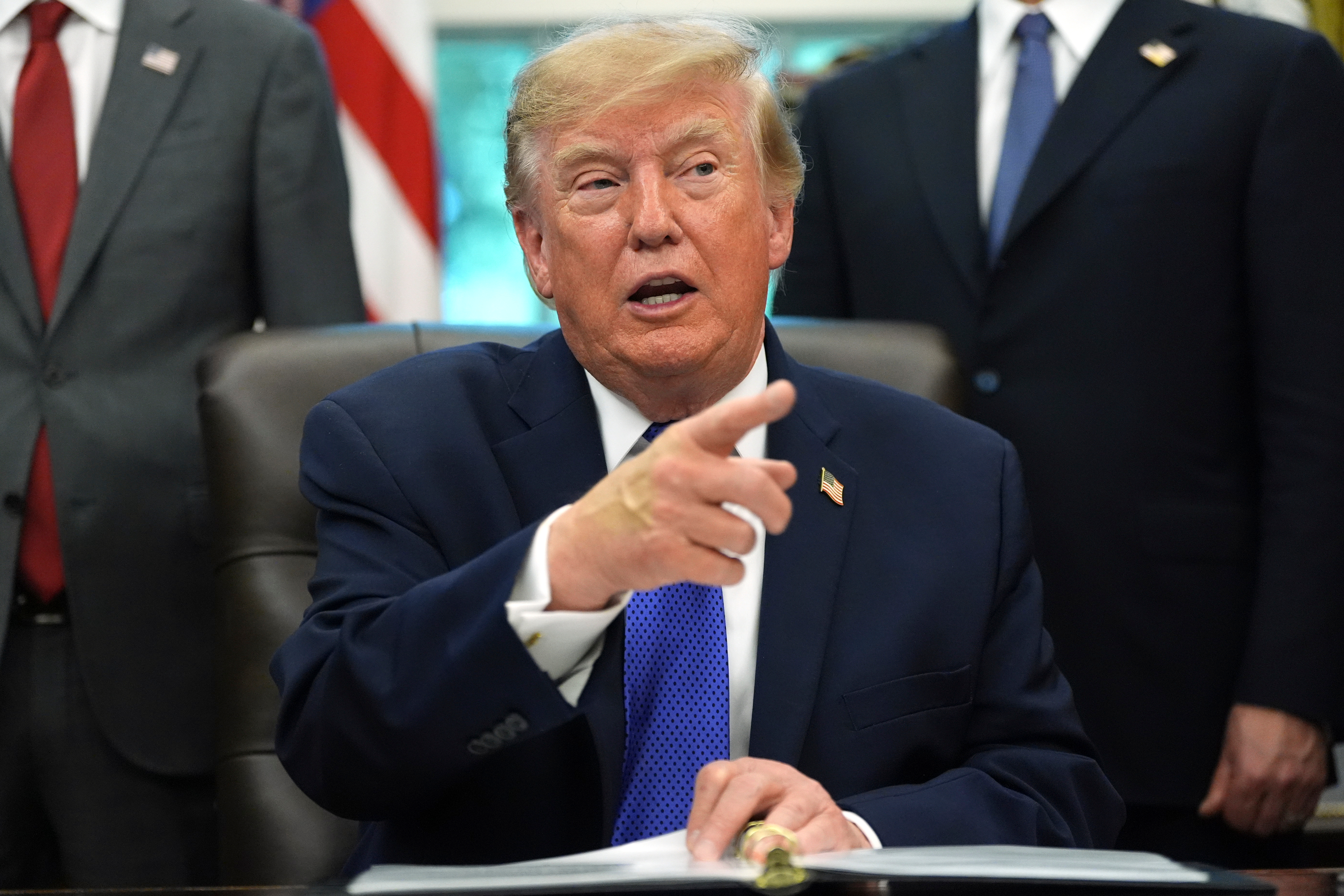 President Donald Trump speaks in the Oval Office of the White House, Monday, Sept. 28, 2026, in Washington. (AP Photo/Alex Brandon)