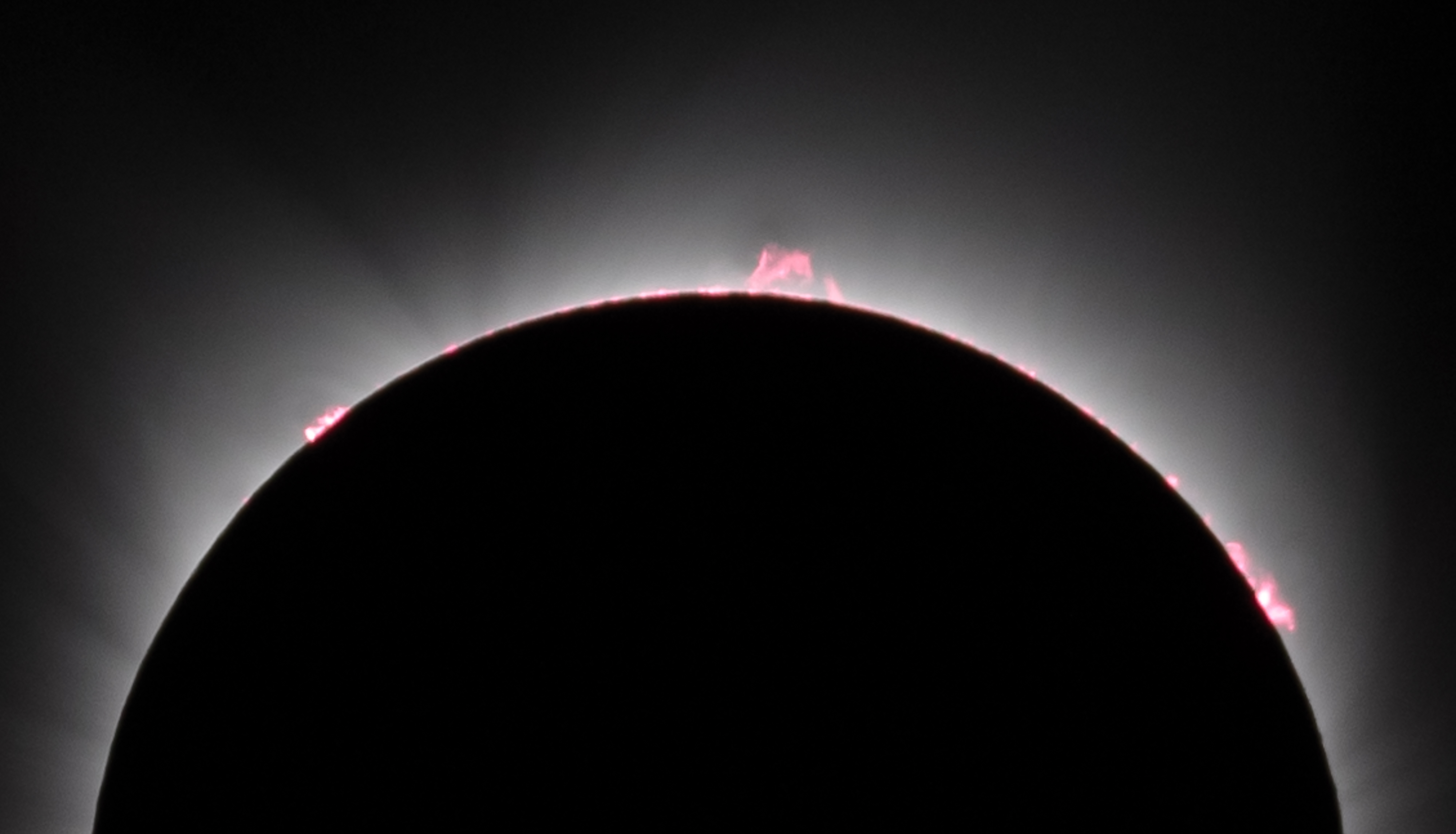A view of the fiery prominences seen during the Total Solar Eclipse of August 21, 2017