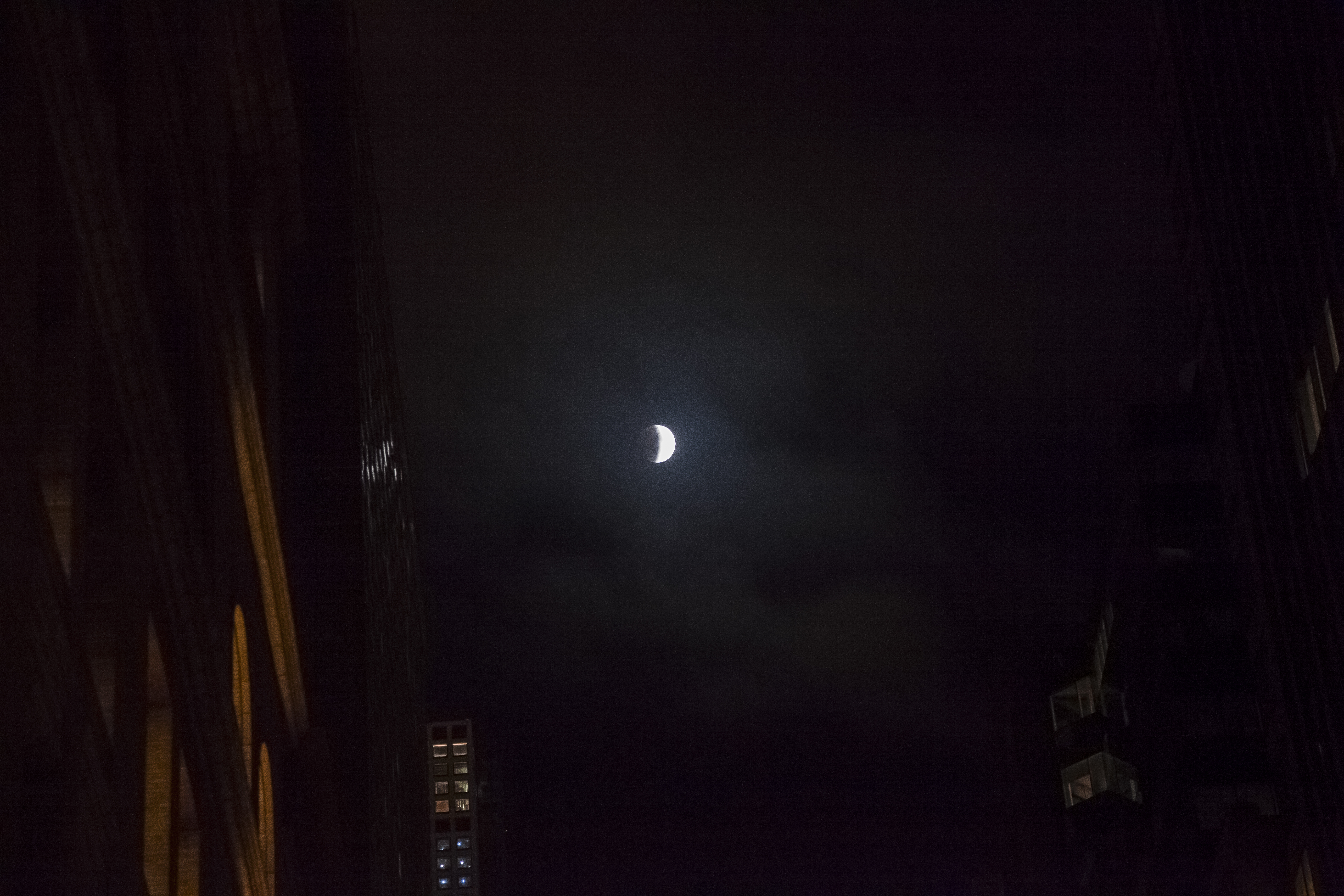 Lunar eclipse at New York night time