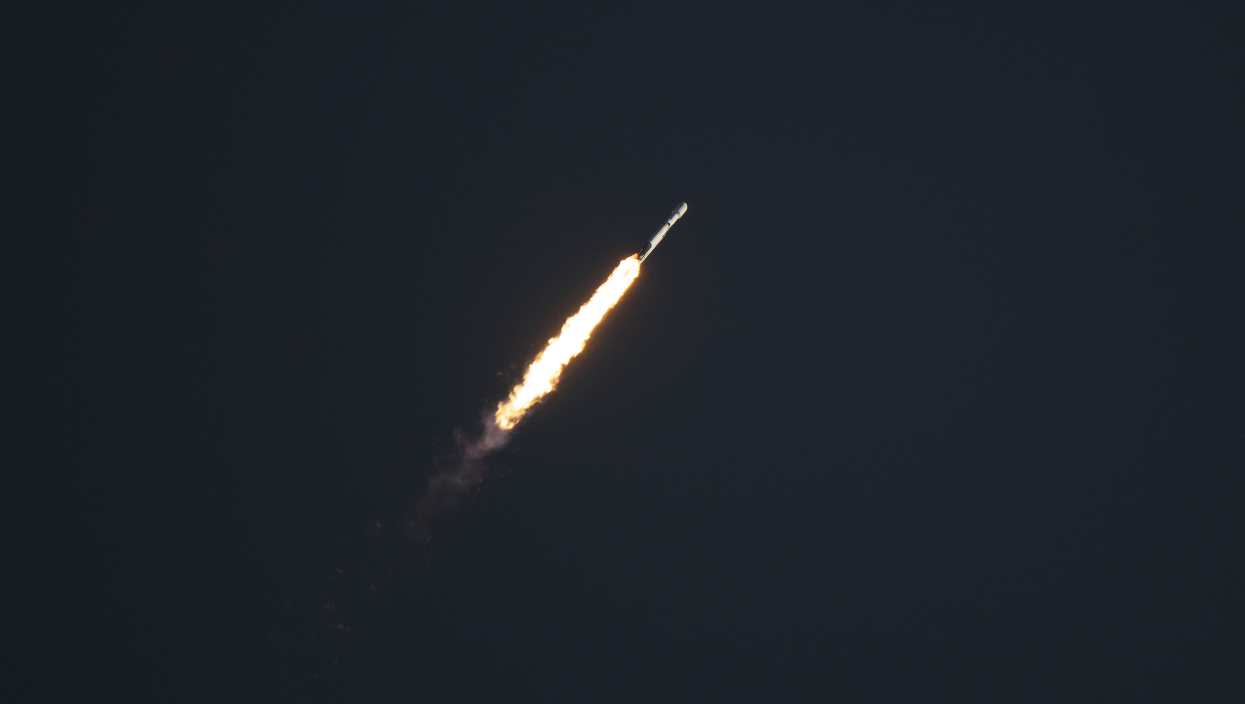 A SpaceX Falcon Heavy rocket launches with NASA’S Nancy Grace Roman Space Telescope onboard from Launch Complex 39A, Sunday, Aug. 30, 2026, at NASA’s Kennedy Space Center in Florida. Roman will investigate dark energy and dark matter, conduct a statistical census of planetary systems, and enable a broad range of additional astrophysics research. Launch occurred at 7:26 a.m. EDT. Photo Credit (NASA/Joel Kowsky)