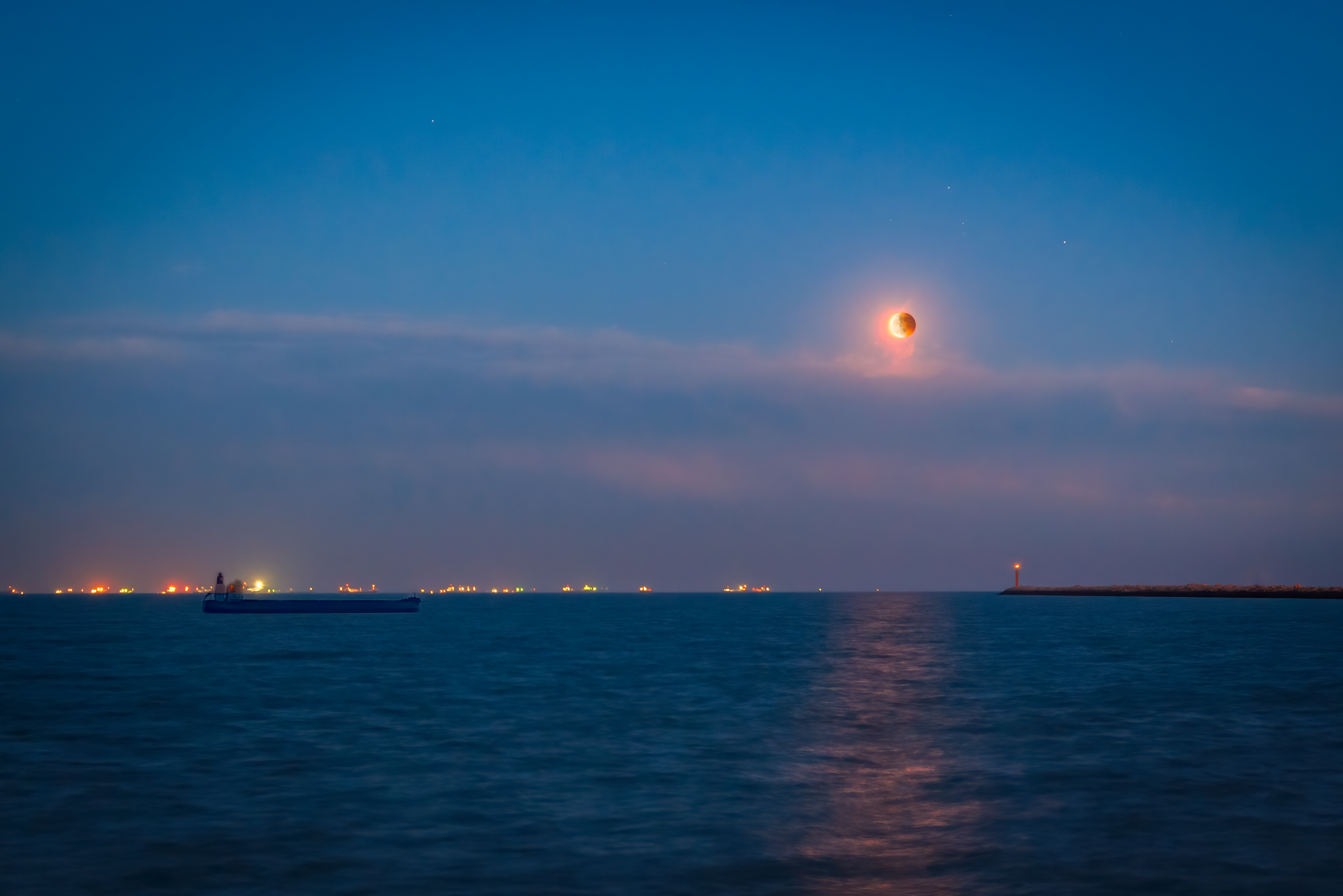 Full lunar eclipse taken from Tianjin, China on  May 26, 2021. A lunar eclipse (also known as a blood moon) occurs when the sun, Earth and moon are aligned and the Moon passes directly behind the Earth into its umbra (shadow).