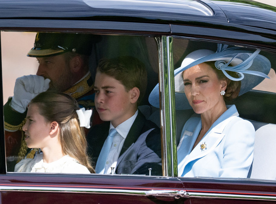 Prince William and Kate Middleton alongside their three kids arrive at Trooping the Colour.