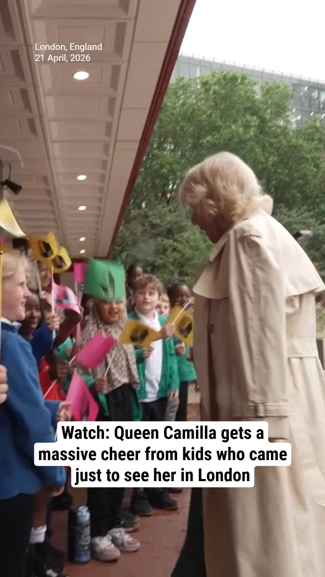 Watch: Queen Camilla gets a massive cheer from kids who came just to see her in London