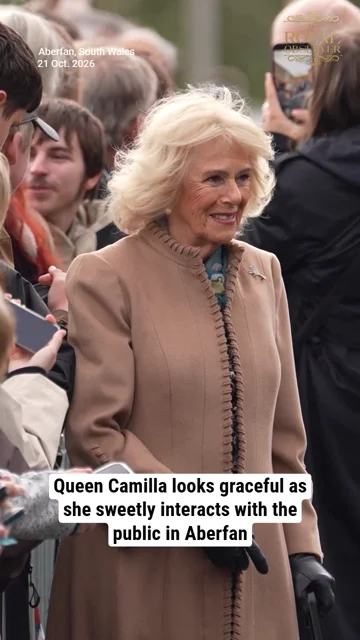 Queen Camilla looks graceful as she sweetly interacts with the public in Aberfan