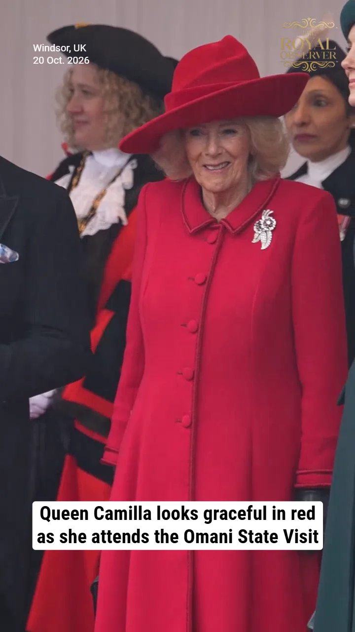 Queen Camilla looks graceful in red as she attends the Omani State Visit