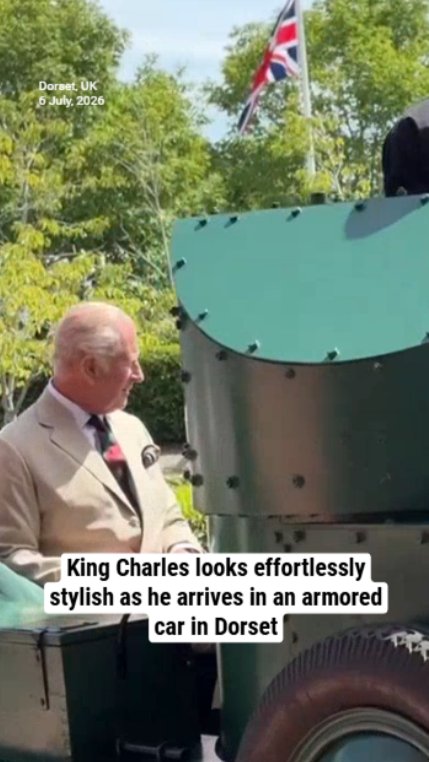 King Charles looks effortlessly stylish as he arrives in an armored car in Dorset