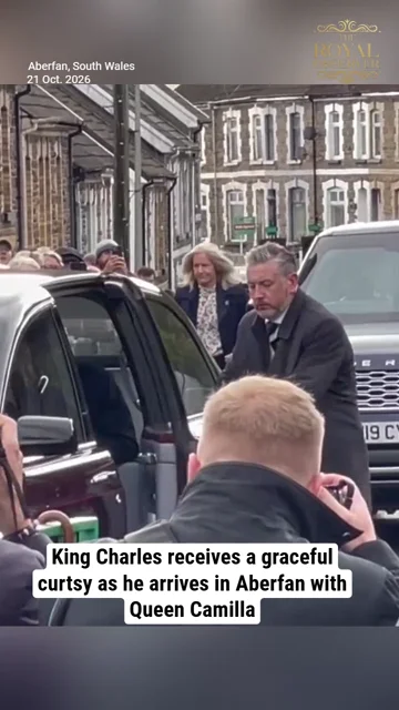 King Charles receives a graceful curtsy as he arrives in Aberfan with Queen Camilla