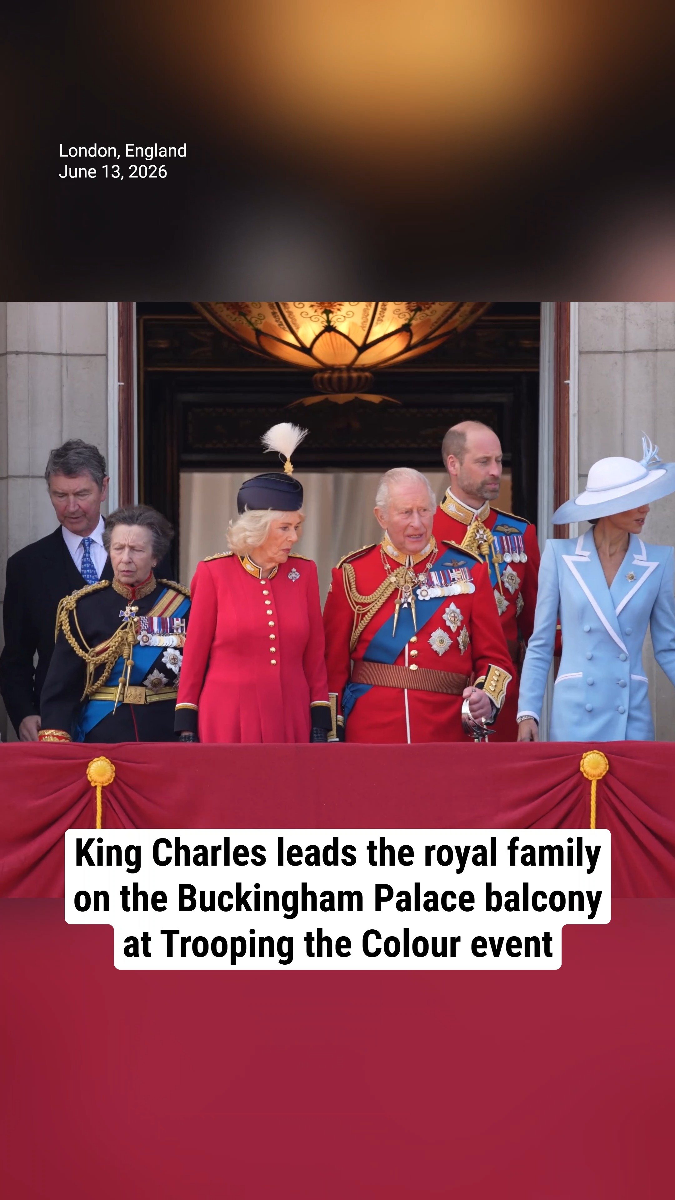 King Charles leads the royal family on the Buckingham Palace balcony at Trooping the Color event