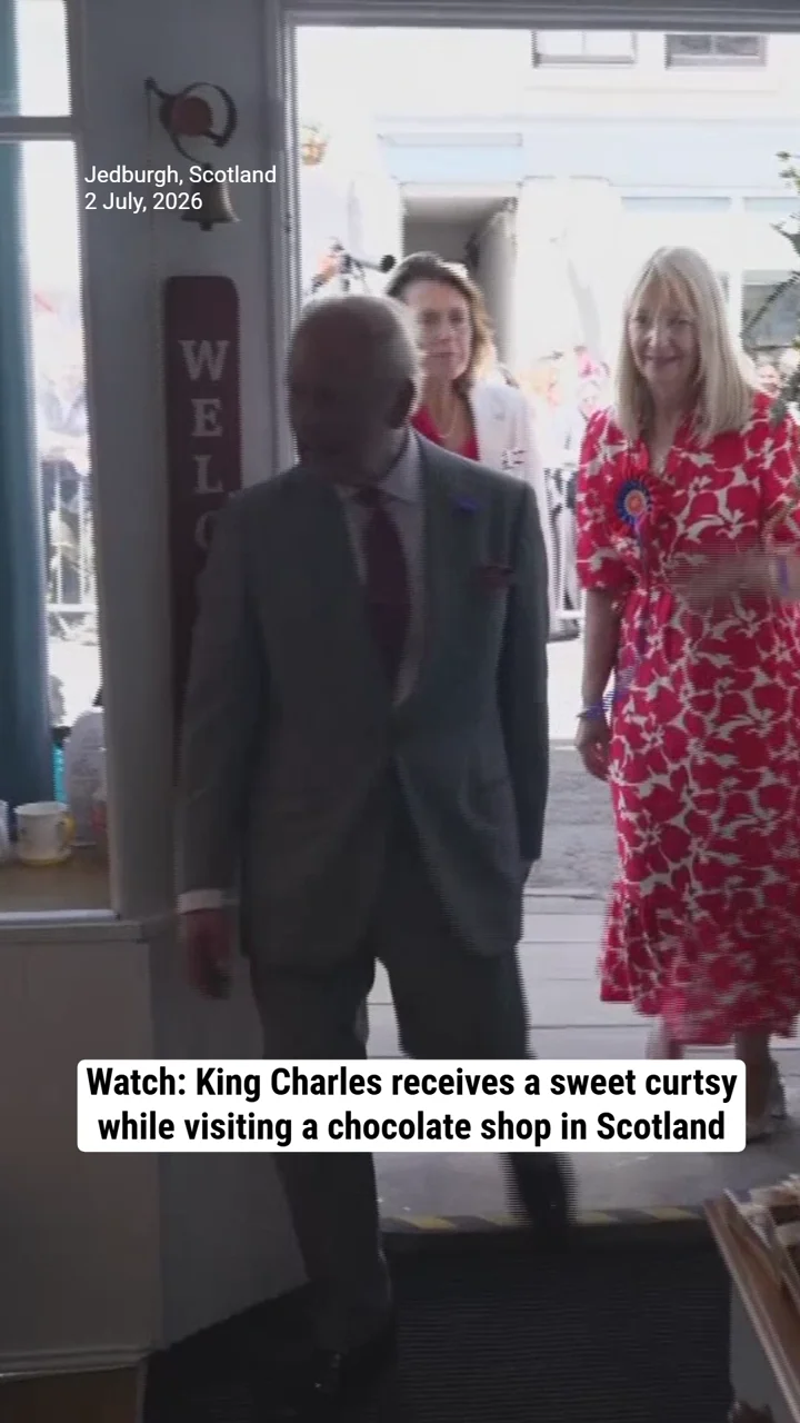 Watch: King Charles receives a sweet curtsy while visiting a chocolate shop in Scotland
