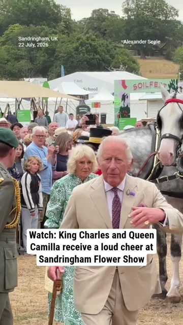 Watch: King Charles and Queen Camilla receive a loud cheer at Sandringham Flower Show