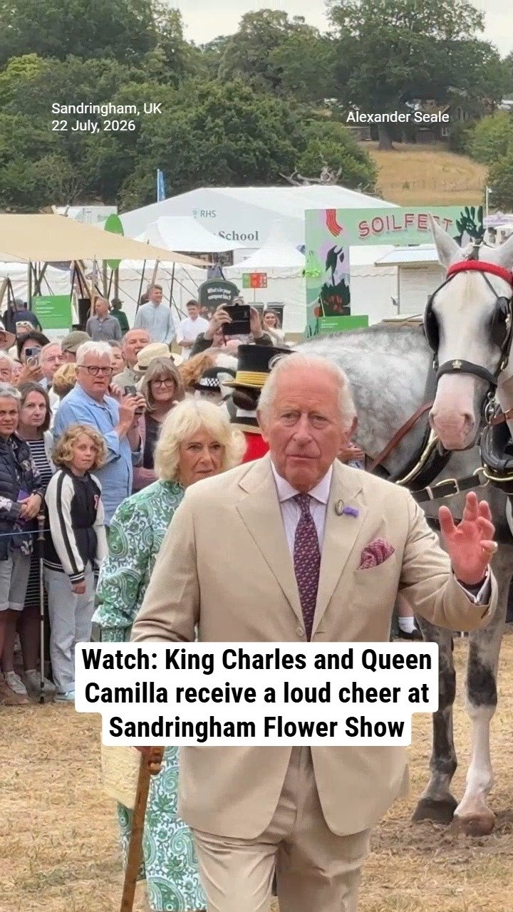 Watch: King Charles and Queen Camilla receive a loud cheer at Sandringham Flower Show