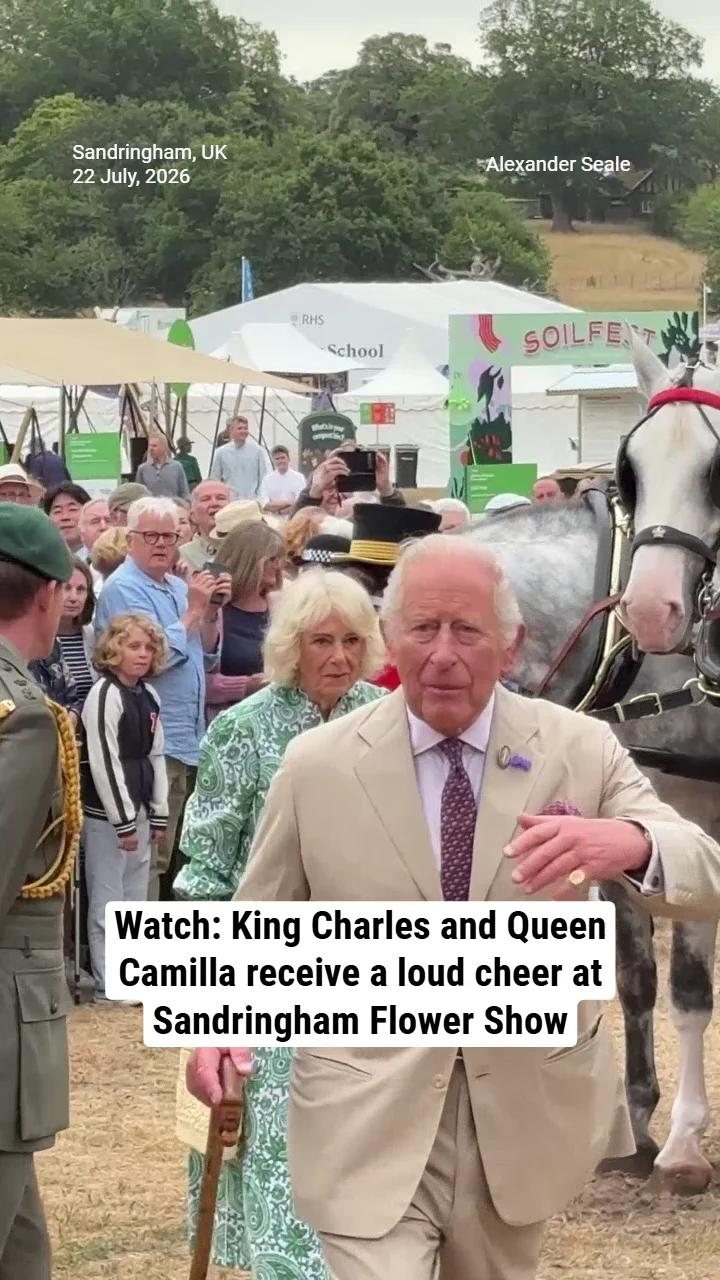Watch: King Charles and Queen Camilla receive a loud cheer at Sandringham Flower Show