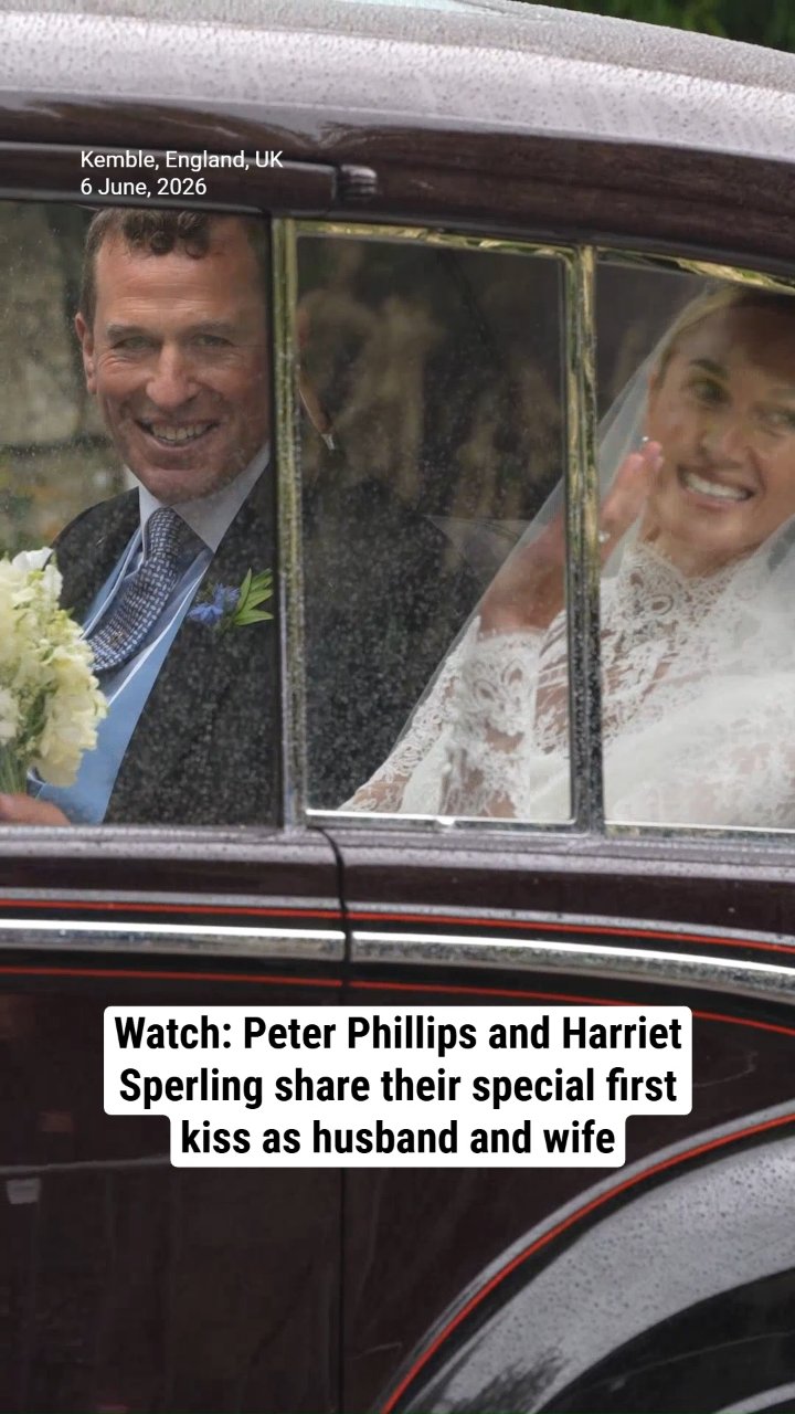 Watch: Peter Phillips and Harriet Sperling share their special first kiss as husband and wife
