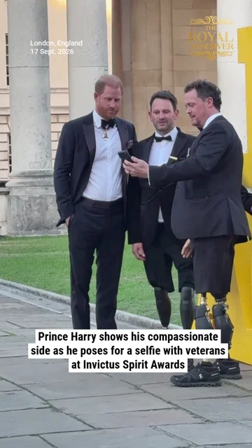Prince Harry shows his compassionate side as he poses for a selfie with veterans at Invictus Spirit Awards