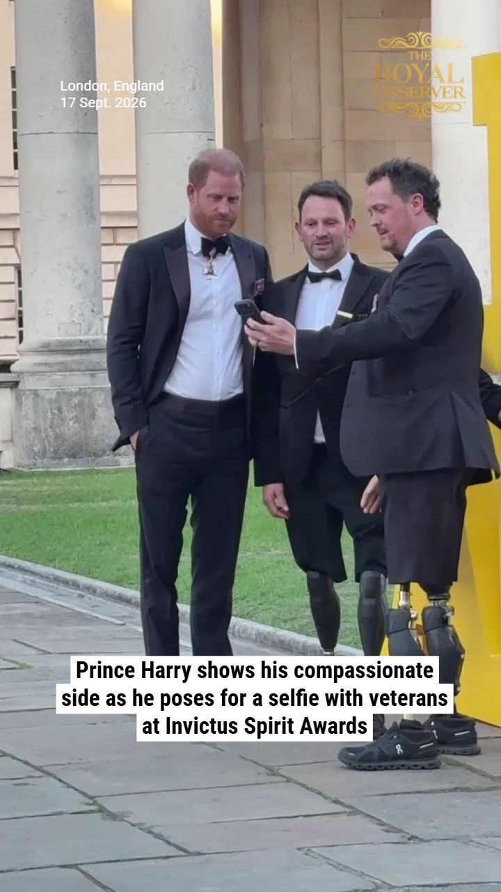 Prince Harry shows his compassionate side as he poses for a selfie with veterans at Invictus Spirit Awards