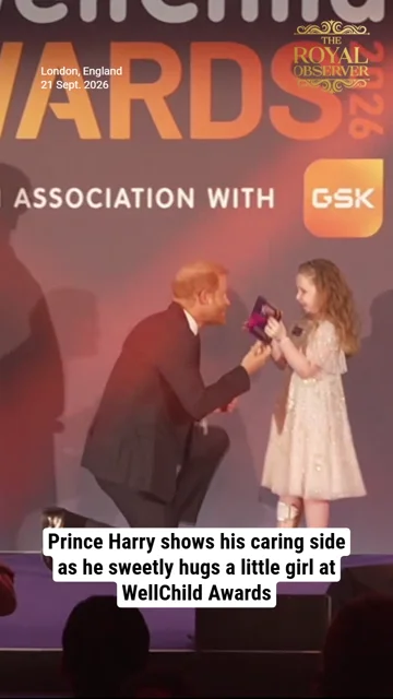 Prince Harry shows his caring side as he sweetly hugs a little girl at WellChild Awards