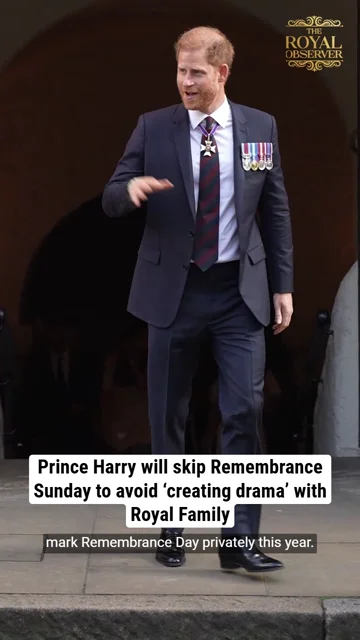 Prince Harry will skip Remembrance Sunday to avoid ‘creating drama’ with Royal Family
