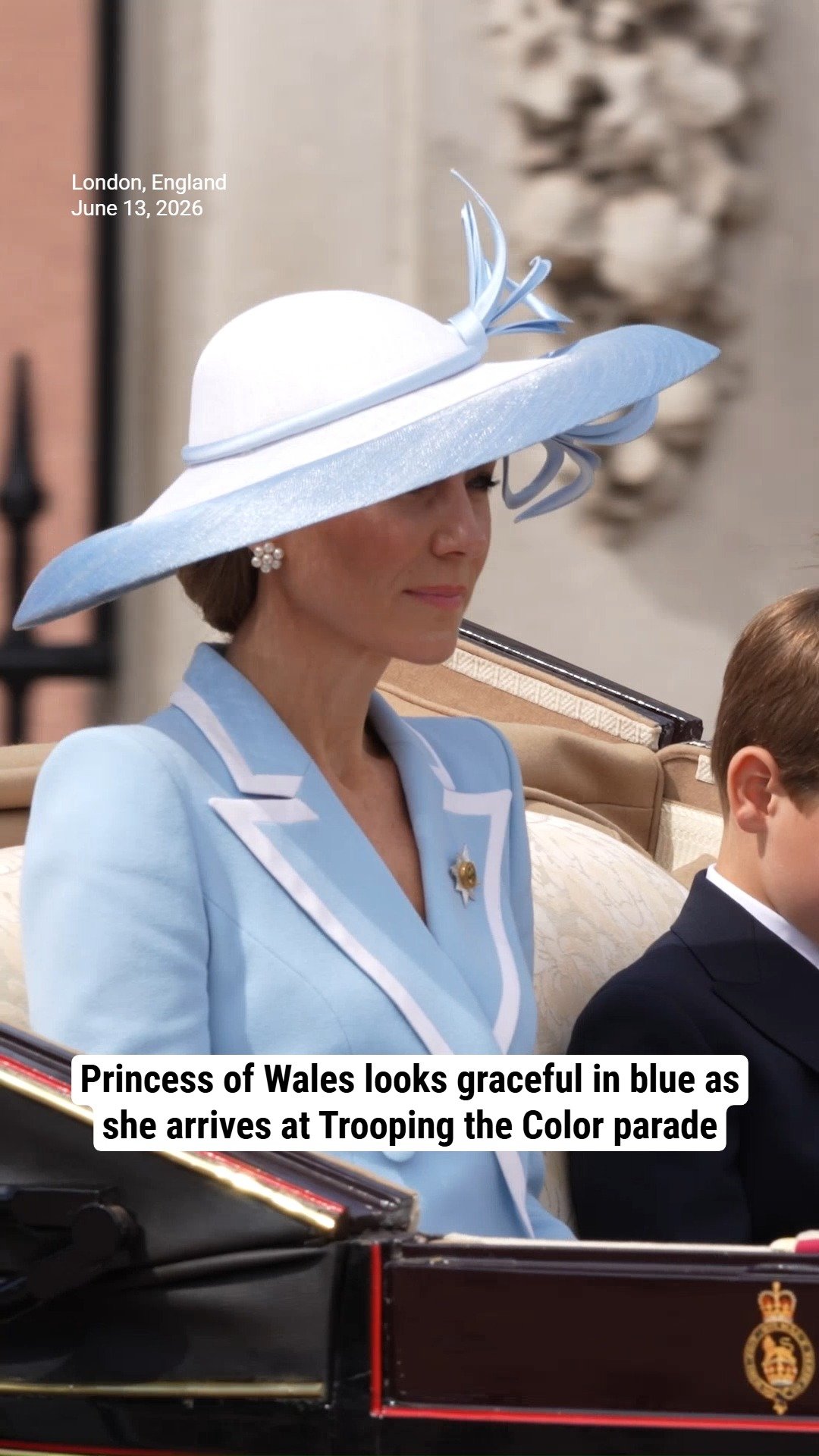 Princess of Wales looks graceful in blue as she arrives at Trooping the Color parade