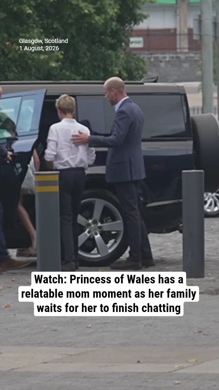 Watch: Princess of Wales has a relatable mom moment as her family waits for her to finish chatting