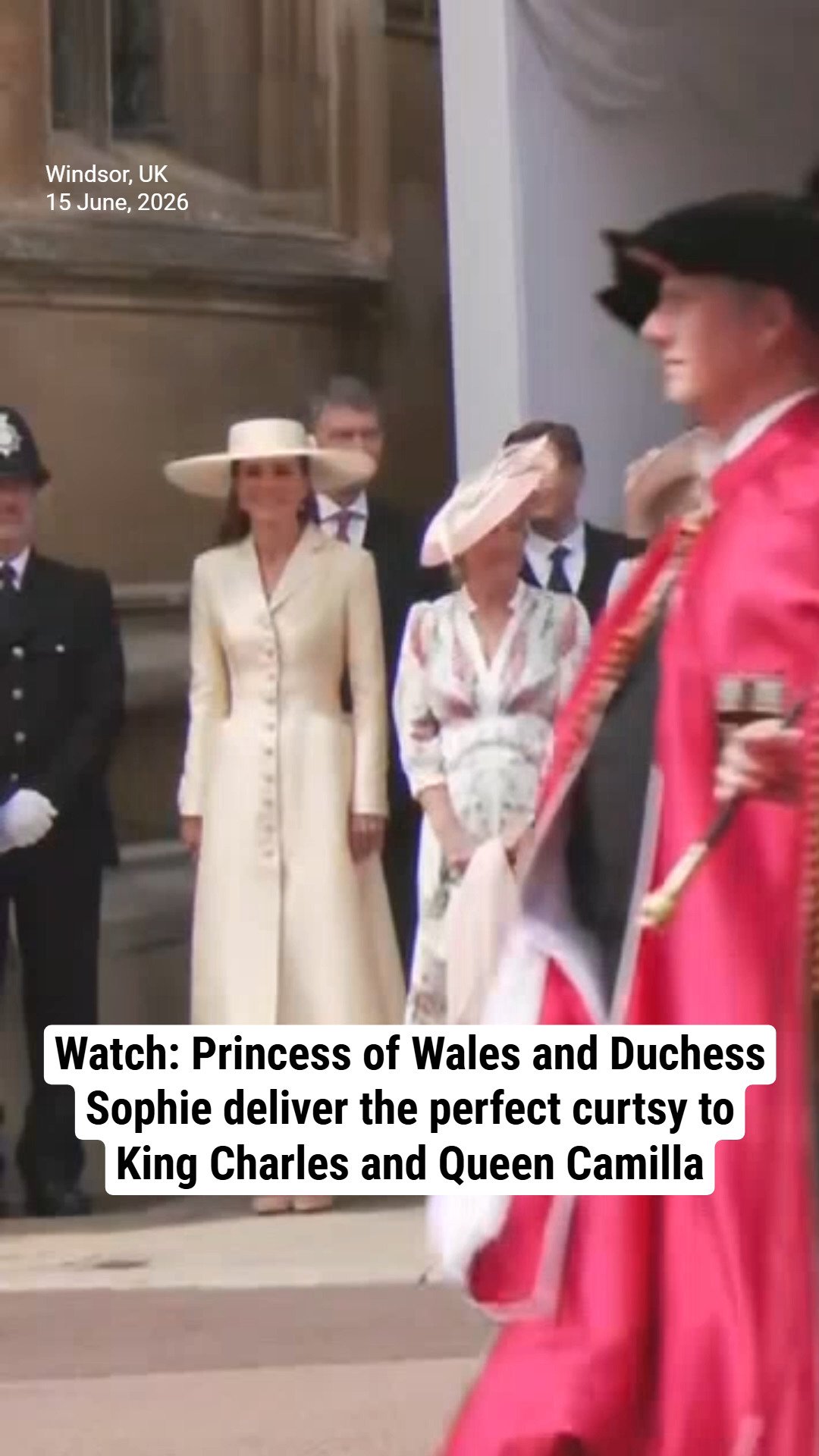 Watch: Princess of Wales and Duchess Sophie deliver the perfect curtsy to King Charles and Queen Camilla