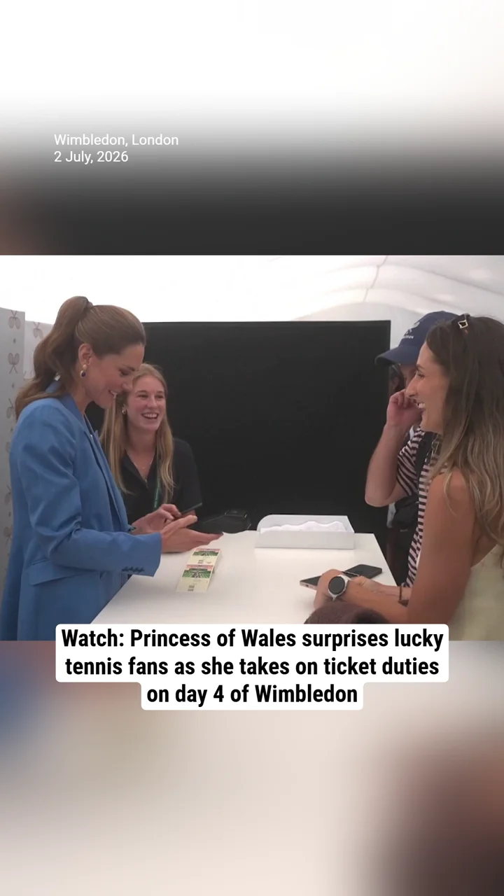Watch: Princess of Wales surprises lucky tennis fans as she takes on ticket duties on day 4 of Wimbledon