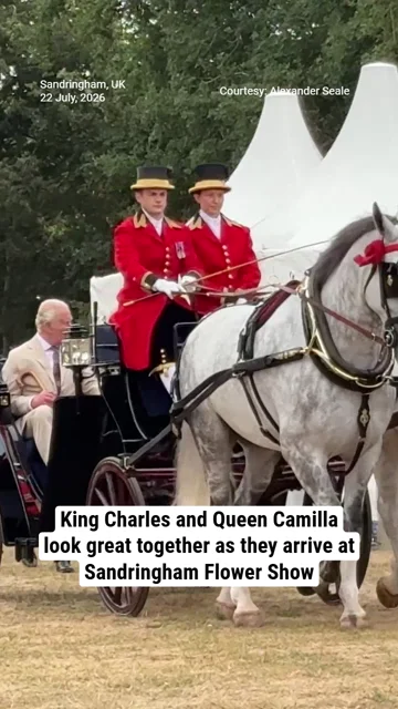 King Charles and Queen Camilla look great together as they arrive at Sandringham Flower Show