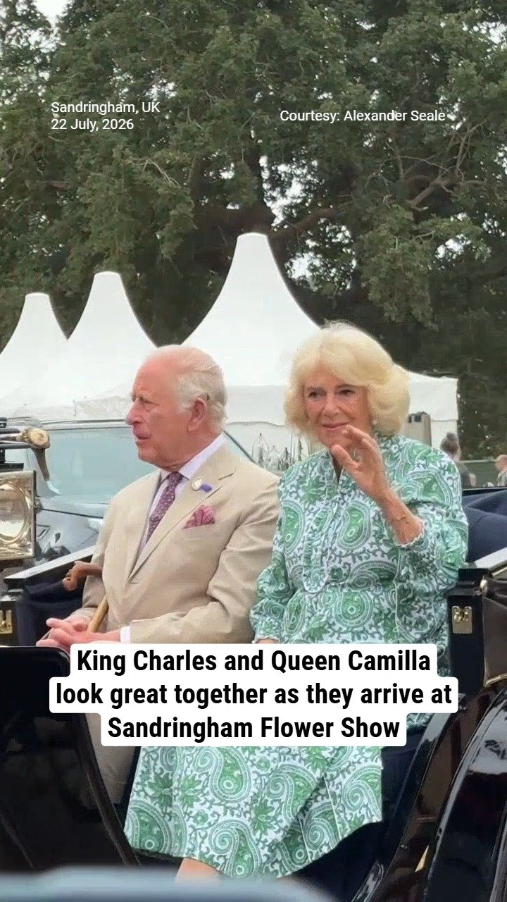 King Charles and Queen Camilla look great together as they arrive at Sandringham Flower Show