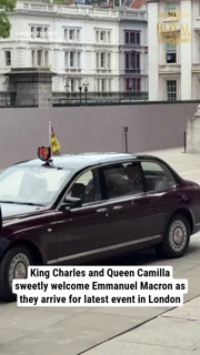 King Charles and Queen Camilla sweetly welcome Emmanuel Macron as they arrive for latest event in London